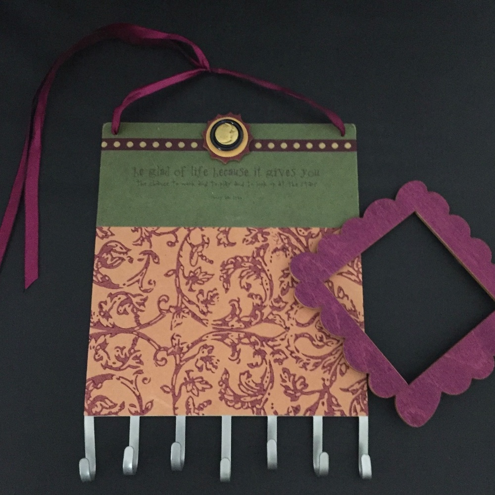 Hanging Metal magnet board/picture frame w/ hooks